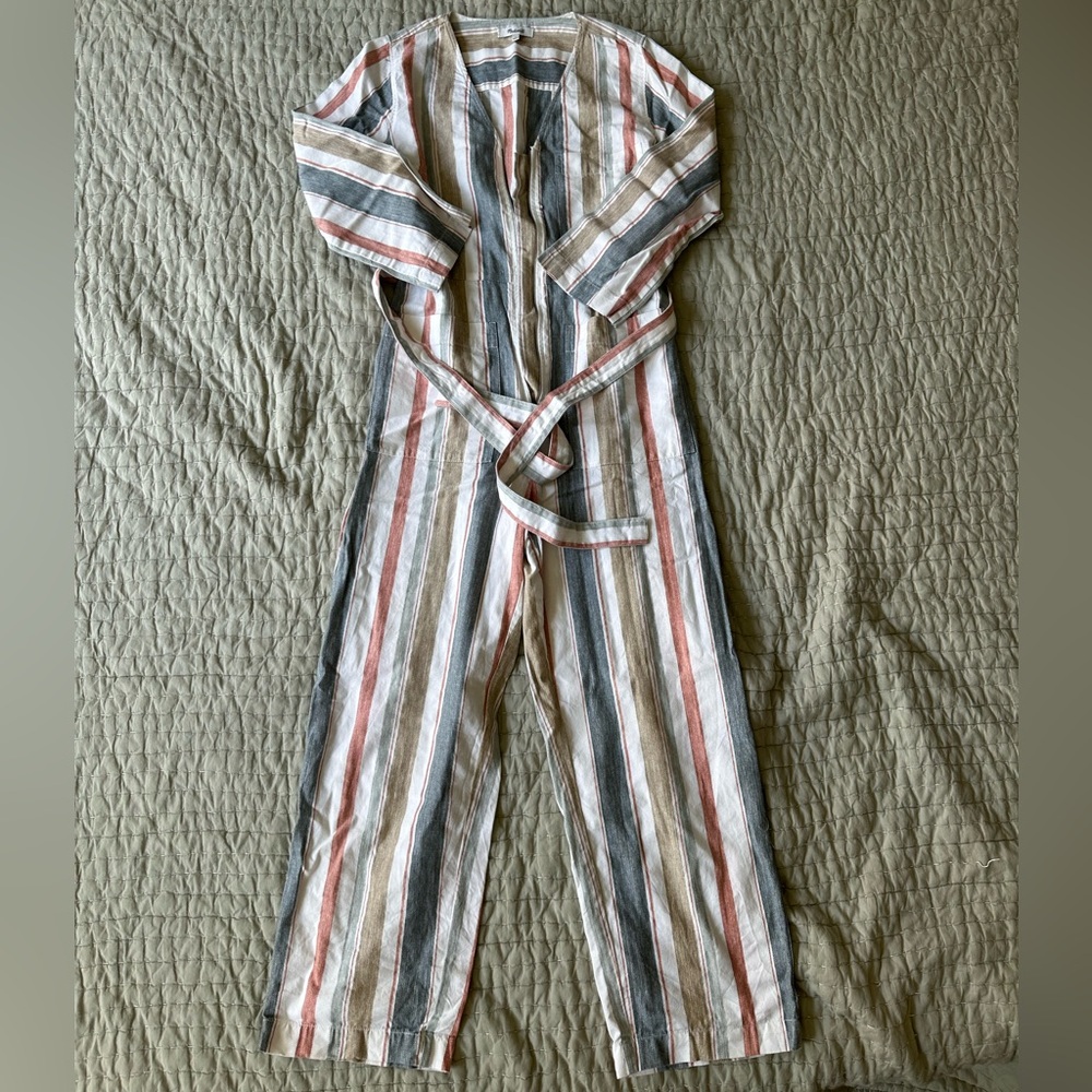 Madewell Striped Jumpsuit in Rust, Olive, Charcoal & Cream